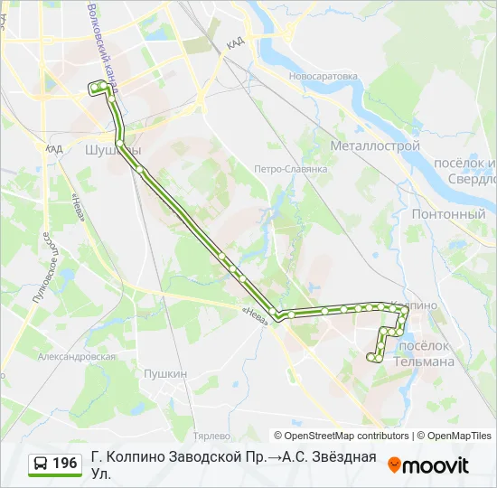 Автобус 196: карта маршрута