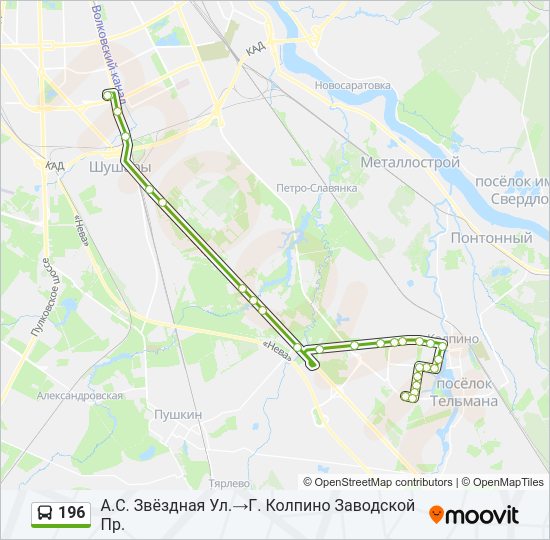 Автобус 196: карта маршрута