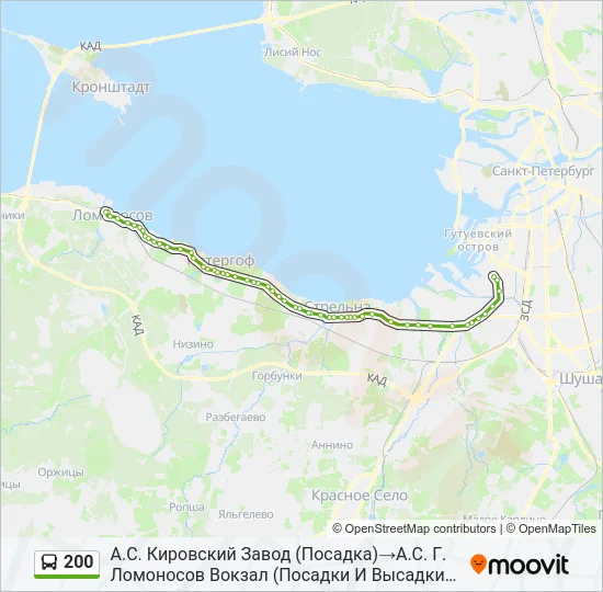 Автобус 200: карта маршрута