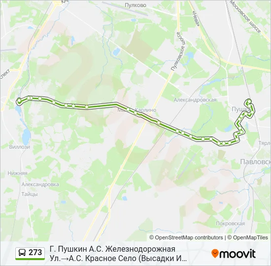 Автобус 273: карта маршрута