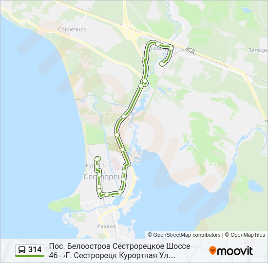 Автобус 314: карта маршрута