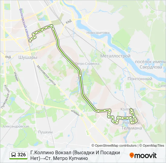 Автобус 326: карта маршрута