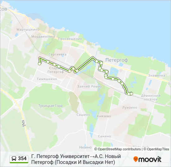 354 Bus Line Map
