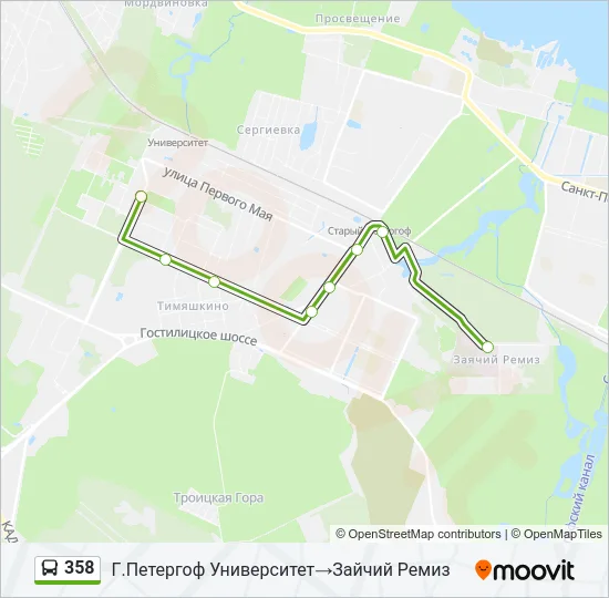 Автобус 358: карта маршрута