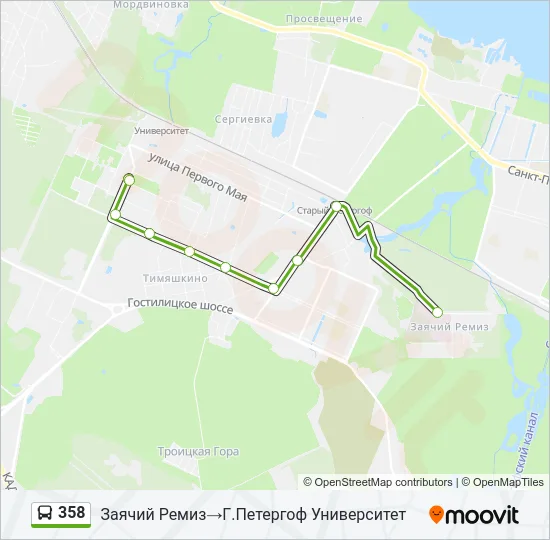Автобус 358: карта маршрута