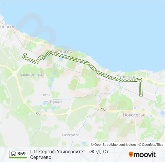 Автобус 359: карта маршрута