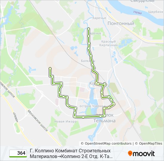 364 bus Line Map