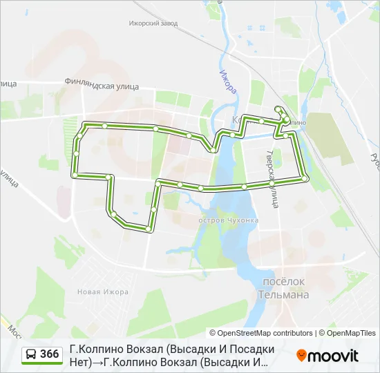 Автобус 366: карта маршрута