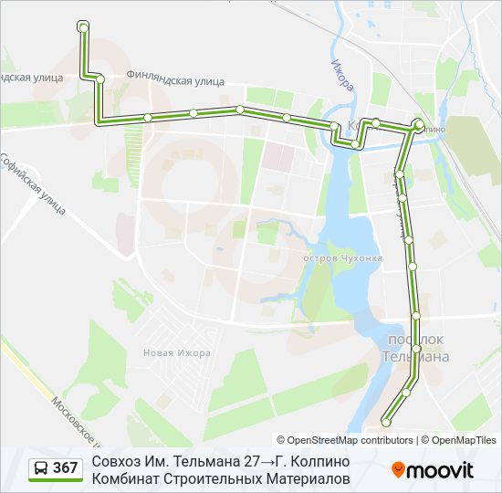 Автобус 367: карта маршрута