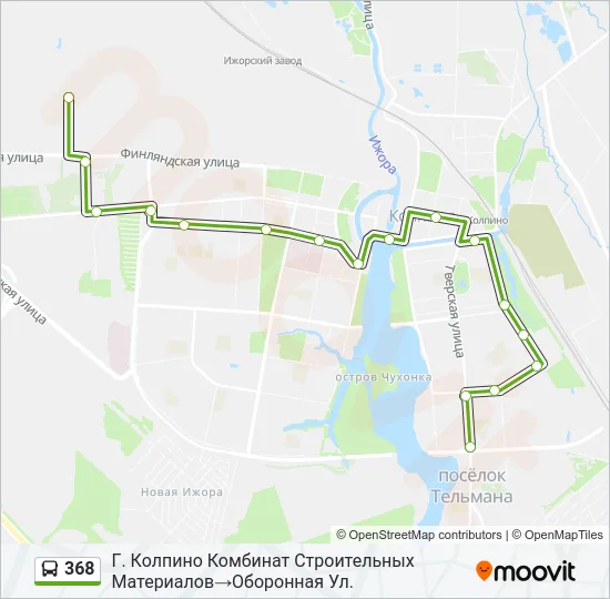 Автобус 368: карта маршрута