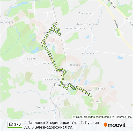 Автобус 370: карта маршрута
