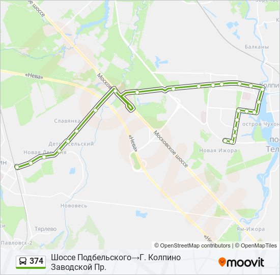 Автобус 374, Санкт-Петербург: маршрут и остановки — 2ГИС