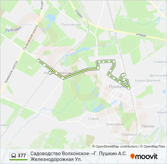Автобус 377: карта маршрута