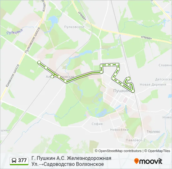 Автобус 377: карта маршрута
