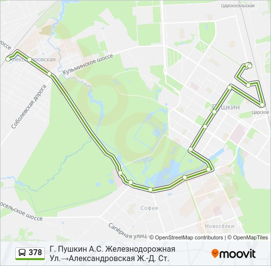 Автобус 378: карта маршрута