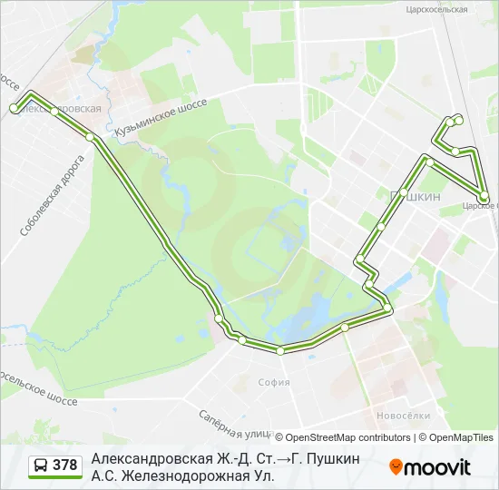 Автобус 378: карта маршрута
