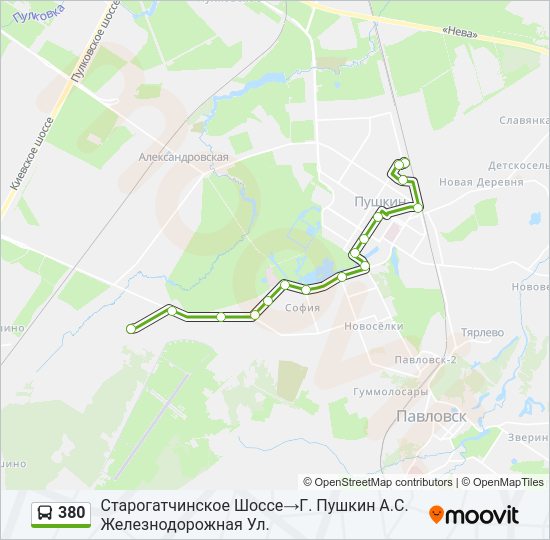 Автобус 380: карта маршрута