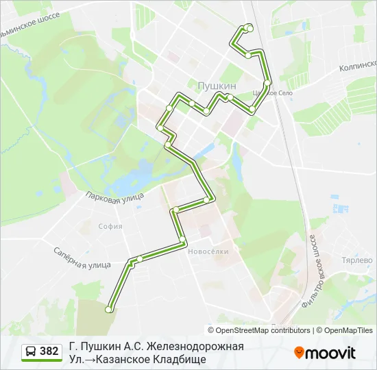 Автобус 382: карта маршрута