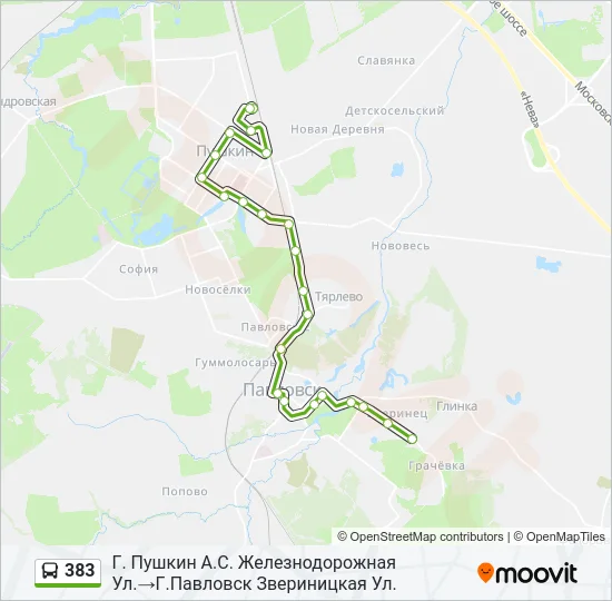 383 Bus Line Map