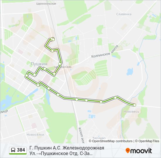 Автобус 384: карта маршрута
