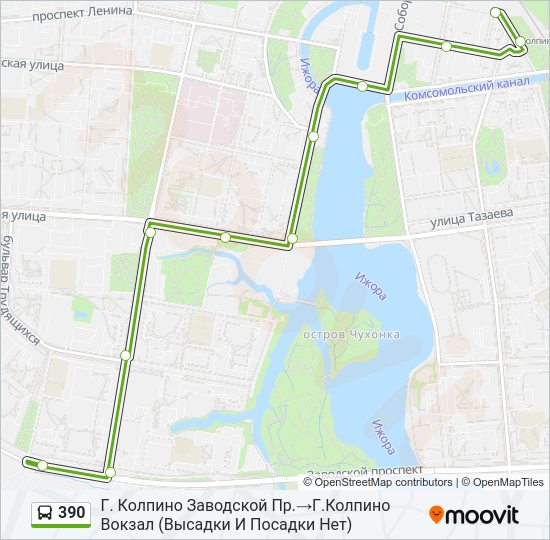 Автобус 390: карта маршрута