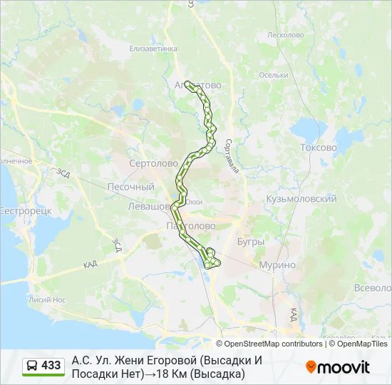 433 Bus Line Map