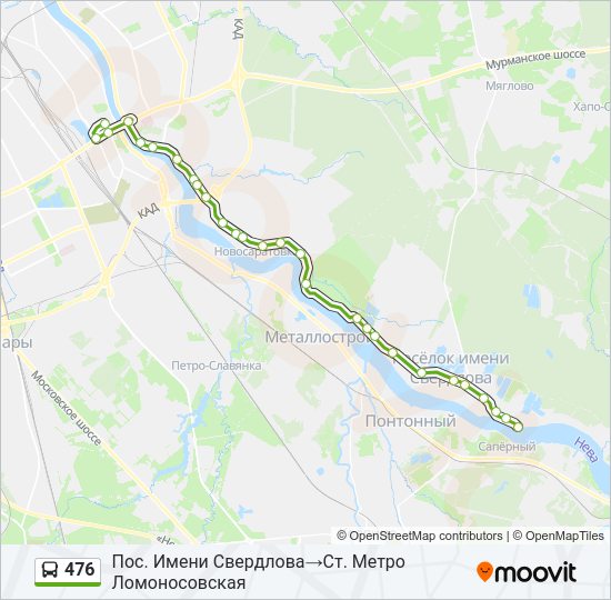 Автобус 476: карта маршрута