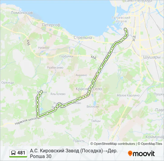 Автобус 481: карта маршрута