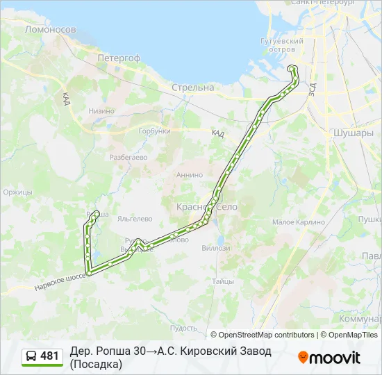 Автобус 481: карта маршрута