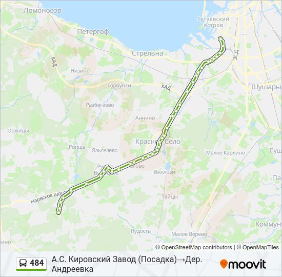 Автобус 484: карта маршрута