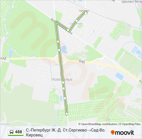 Автобус 488: карта маршрута