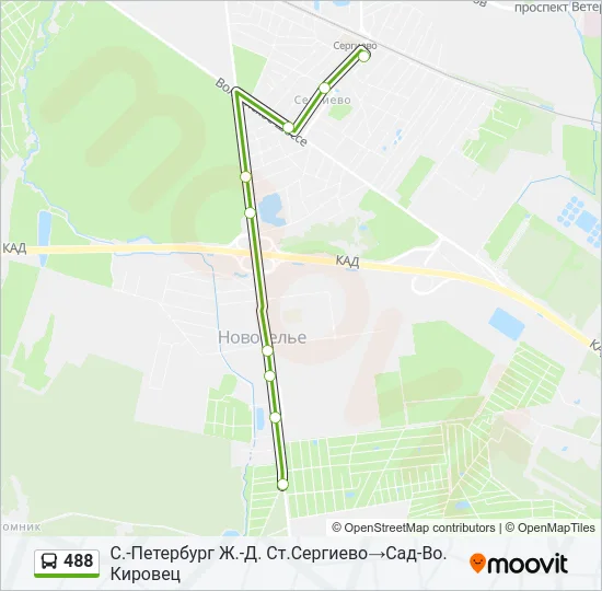 Автобус 488: карта маршрута