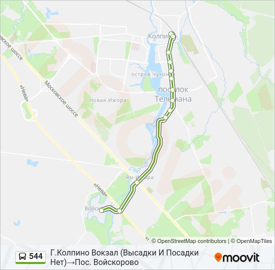 Автобус 544: карта маршрута