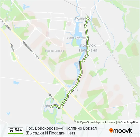 Автобус 544: карта маршрута