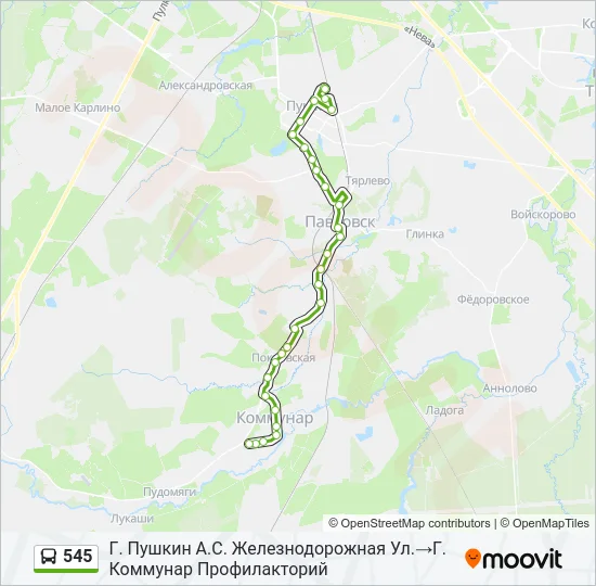 Автобус 545: карта маршрута