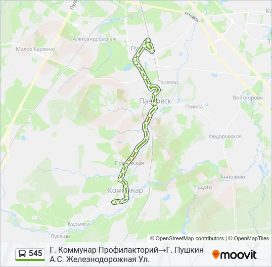 Автобус 545: карта маршрута