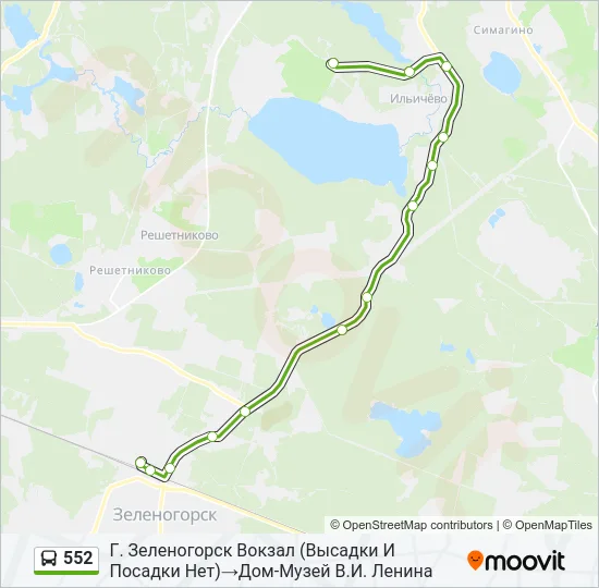 Автобус 552: карта маршрута
