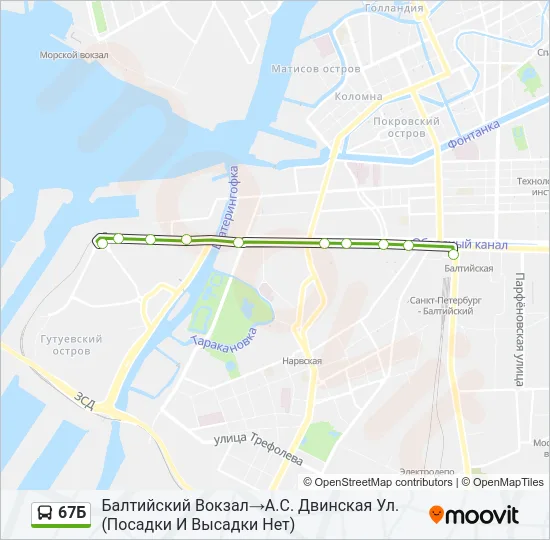 Автобус 67Б: карта маршрута