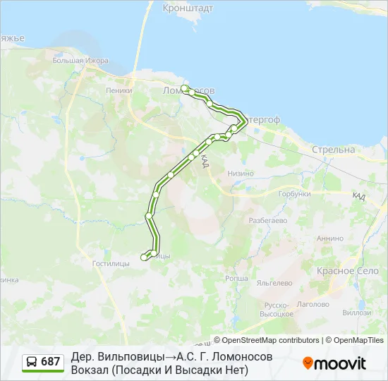Автобус 687: карта маршрута