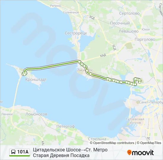 Автобус 101А: карта маршрута