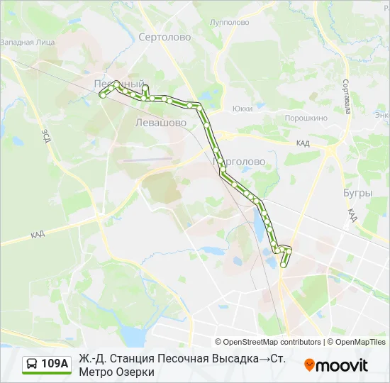 109А Bus Line Map