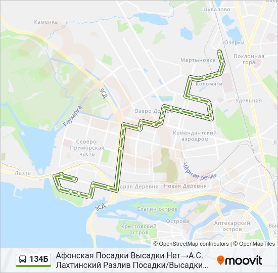 Автобус 134Б: карта маршрута