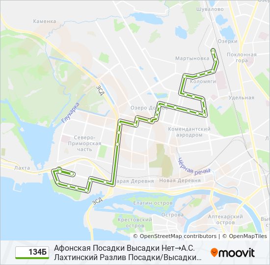 134Б bus Line Map