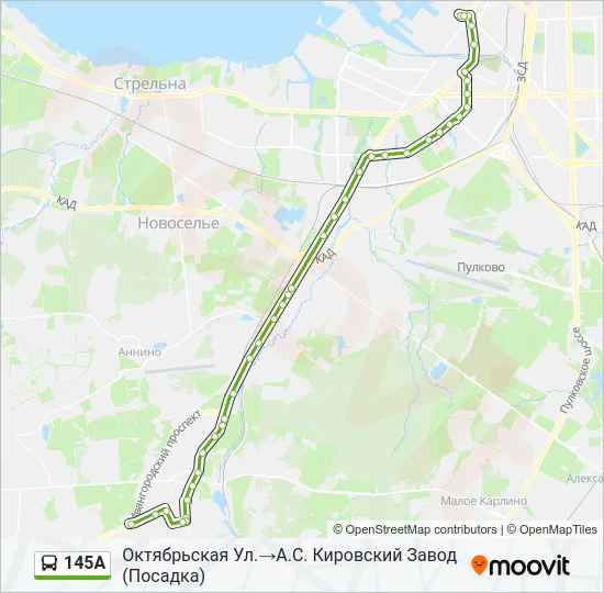 145А Bus Line Map