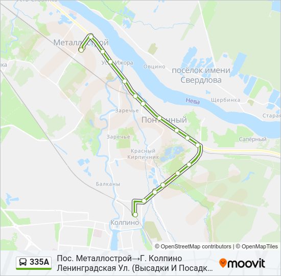 Автобус 335А: карта маршрута