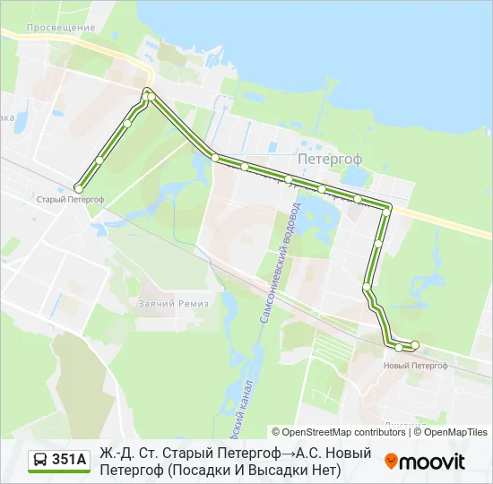 Автобус 351А: карта маршрута