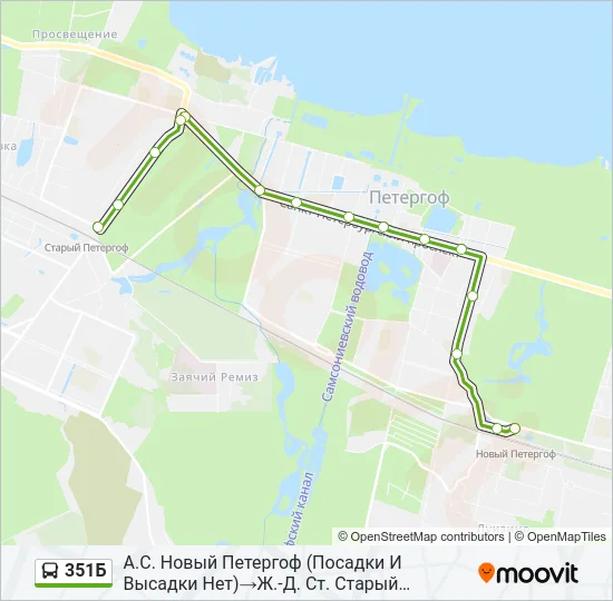 Автобус 351Б: карта маршрута