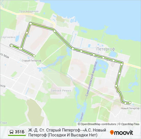 Автобус 351Б: карта маршрута
