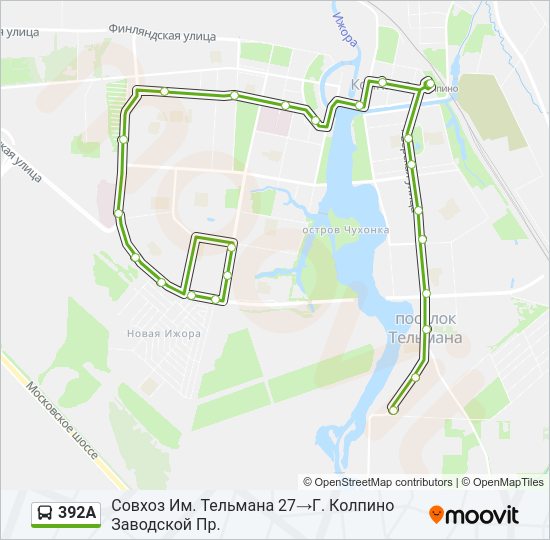 392А Bus Line Map