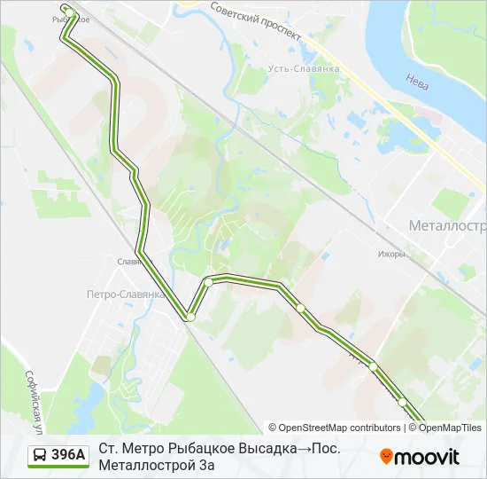 Автобус 396А: карта маршрута